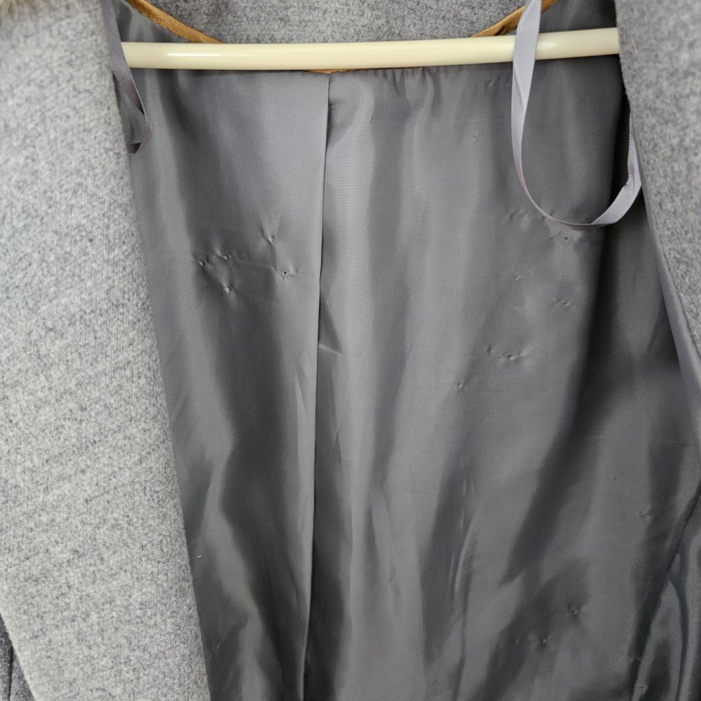 Topshop Grey Double Breasted Nancy Coat w/ Removable Faux Fur Collar 6 Like New - Picture 10 of 16